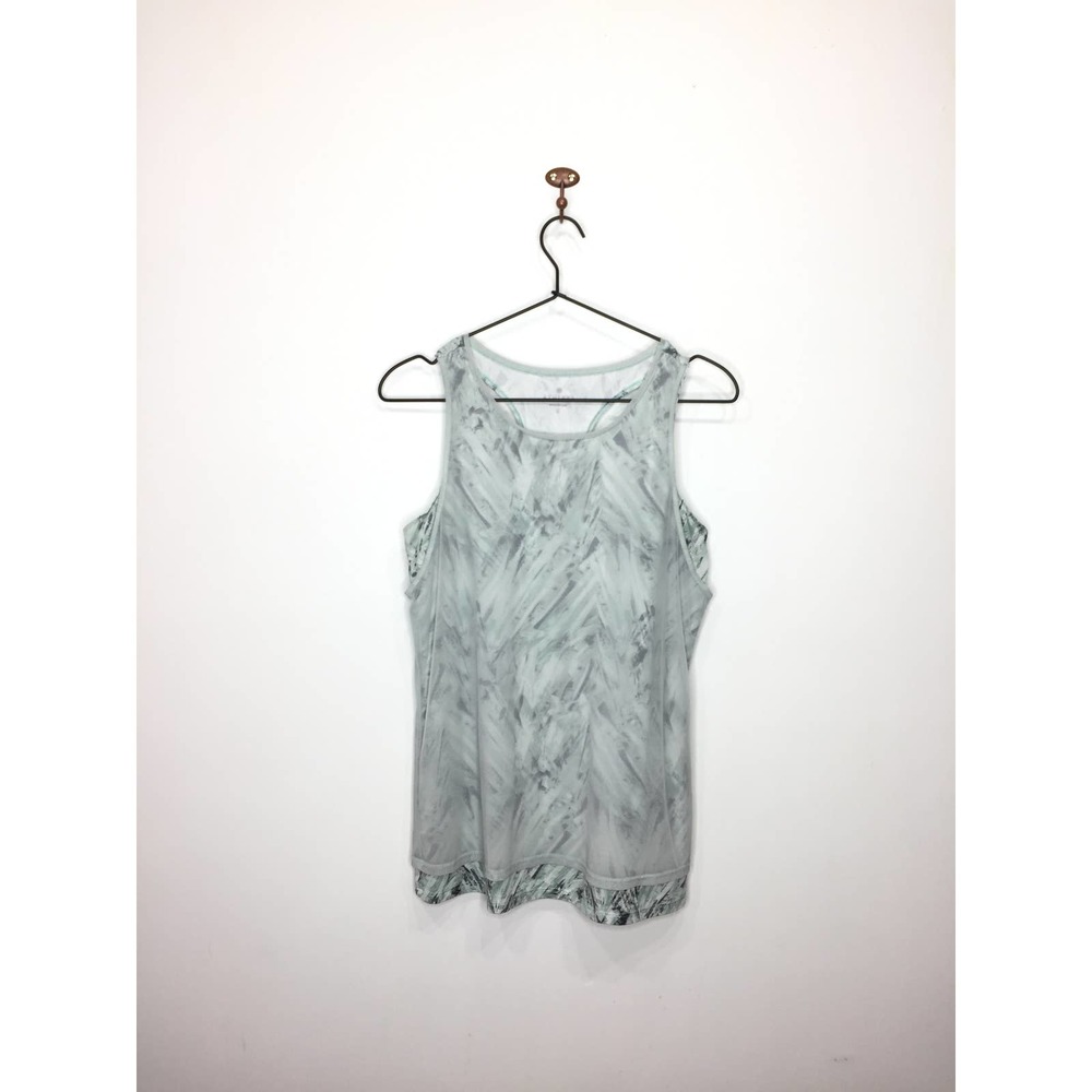 Athleta Palm Radiance Double Layer mint green gray tank top sheer overlay Small